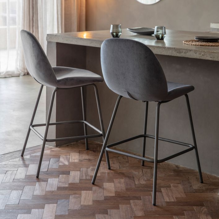 Ghedi Nure Stool Dark Grey Velvet (2 Pack) — SantoLusso®