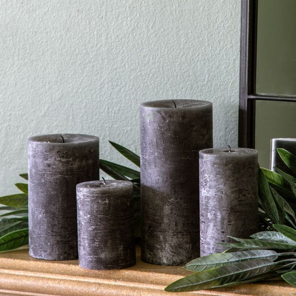 Ghedi Pillar Candle Rustic Slate 2 Pack Small — SantoLusso®