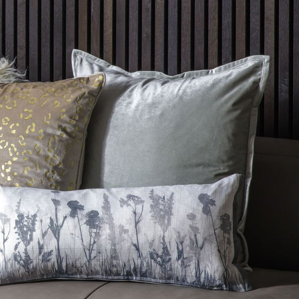 Ghedi Ruma Velvet Oxford Cushion Silver — SantoLusso®