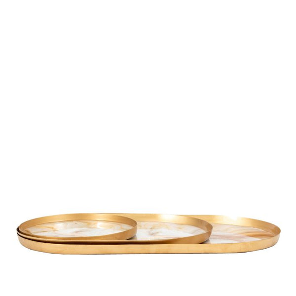 Ghedi Sahara Round Marbled Tray (Set of 3) — SantoLusso®