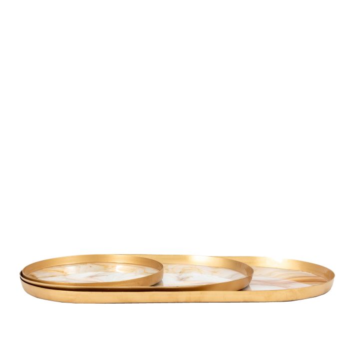 Ghedi Sahara Round Marbled Tray (Set of 3) — SantoLusso®