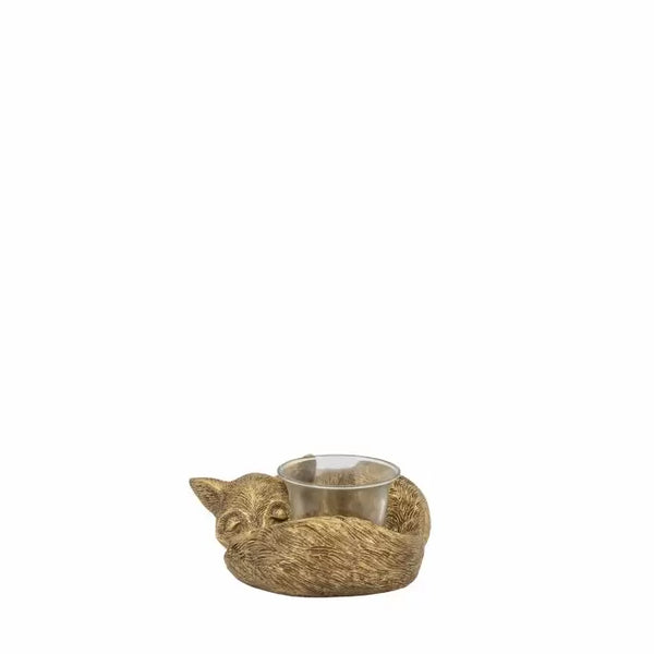 Ghedi Sleeping Fox Tealight Holder Gold — SantoLusso®