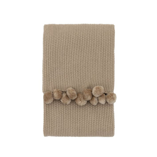 Ghedi Tommaso Stitched Pom Pom Throw Natural — SantoLusso®