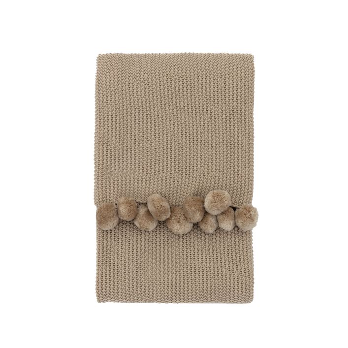 Ghedi Tommaso Stitched Pom Pom Throw Natural — SantoLusso®