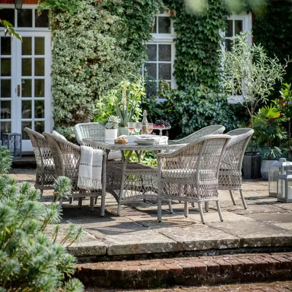 Ghedi Urcio 6 Seater Oval Dining Set Stone — SantoLusso®