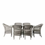 Ghedi Urcio 6 Seater Oval Dining Set Stone — SantoLusso®