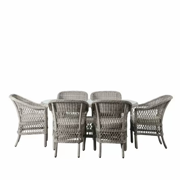 Ghedi Urcio 6 Seater Oval Dining Set Stone — SantoLusso®