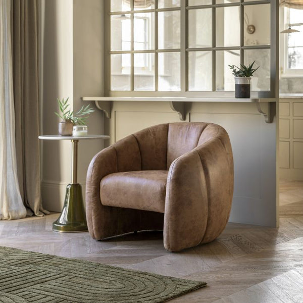 Ghedi Zayna Tub Chair Antique Tan Leather — SantoLusso®
