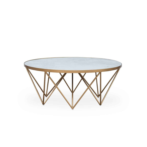 DI Designs Crofton Round Coffee Table | White Marble Glass — SantoLusso®