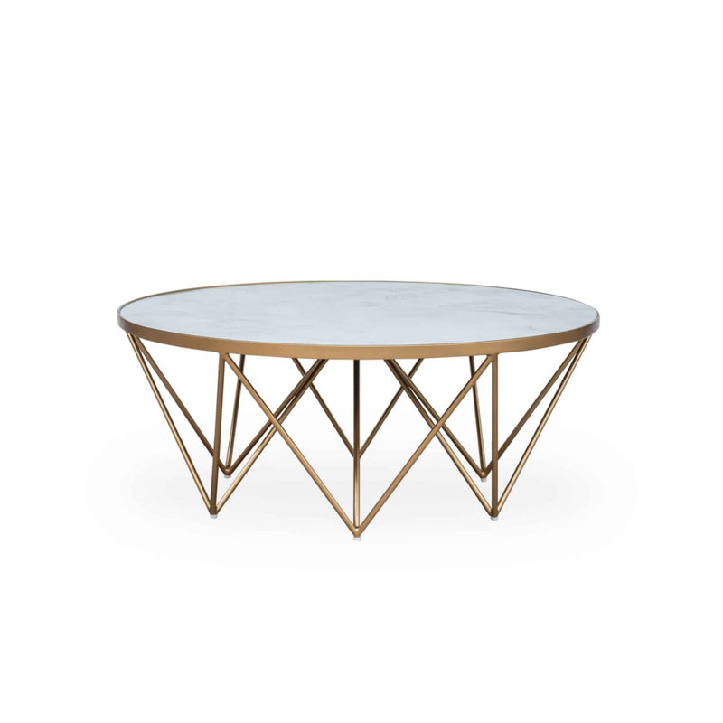 DI Designs Crofton Round Coffee Table | White Marble Glass — SantoLusso®