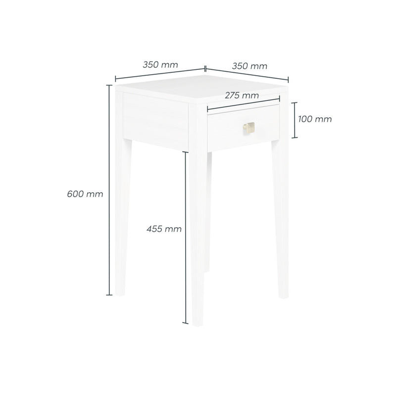DI Designs Radford Bedside | White | 1 Drawer