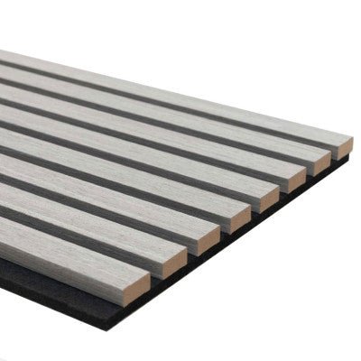 Aluxo Wood Veneer Acoustic Slatted Wall Panels - Ash Grey, Pack of 4 - SantoLusso
