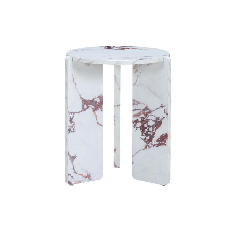 Twenty10 Halo Side Table Marble Effect in Violetta — SantoLusso®