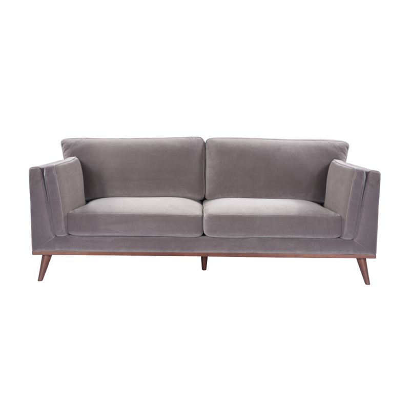 Twenty10 Mickey 3 Seat Sofa in Stone Grey Velvet — SantoLusso®