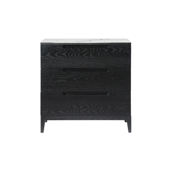 Twenty10 Orchid Marble 3 Drawer Chest in Wenge (Black Stained Oak) — SantoLusso®