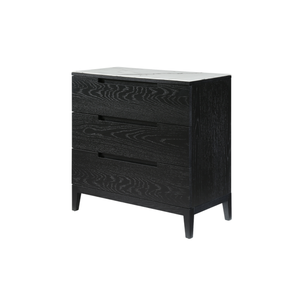 Twenty10 Orchid Marble 3 Drawer Chest in Wenge (Black Stained Oak) — SantoLusso®