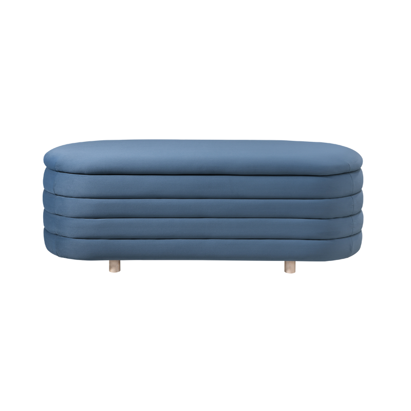 Twenty10 Ripple Ottoman in Blue Velvet — SantoLusso®