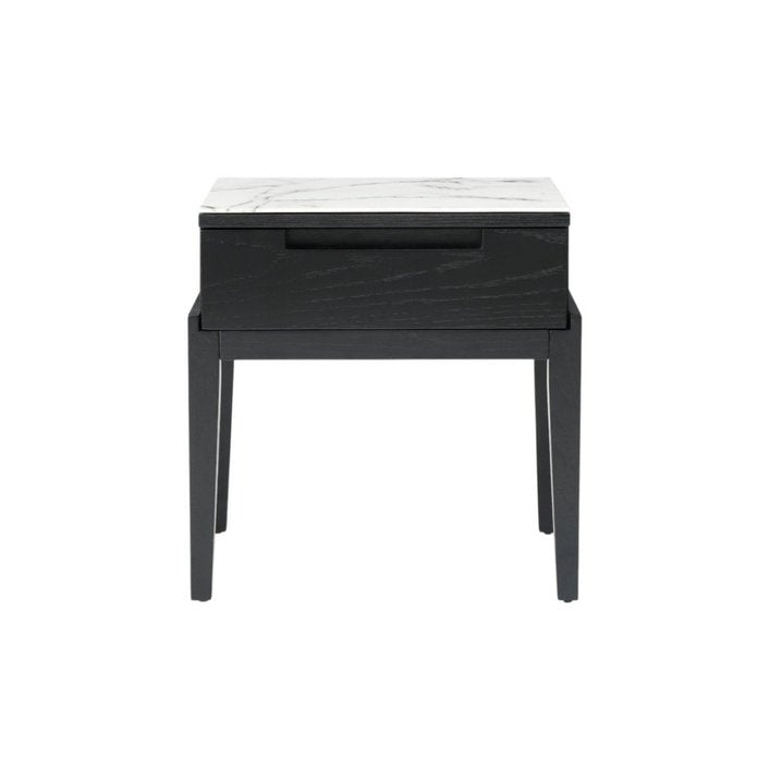 Twenty10 Orchid Marble Bedside Single Drawer in Wenge (Black Stained Oak) - SantoLusso