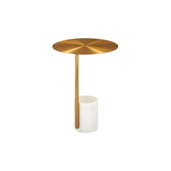 Twenty10 Violet Lamp Table in Gold & White Marble - SantoLusso