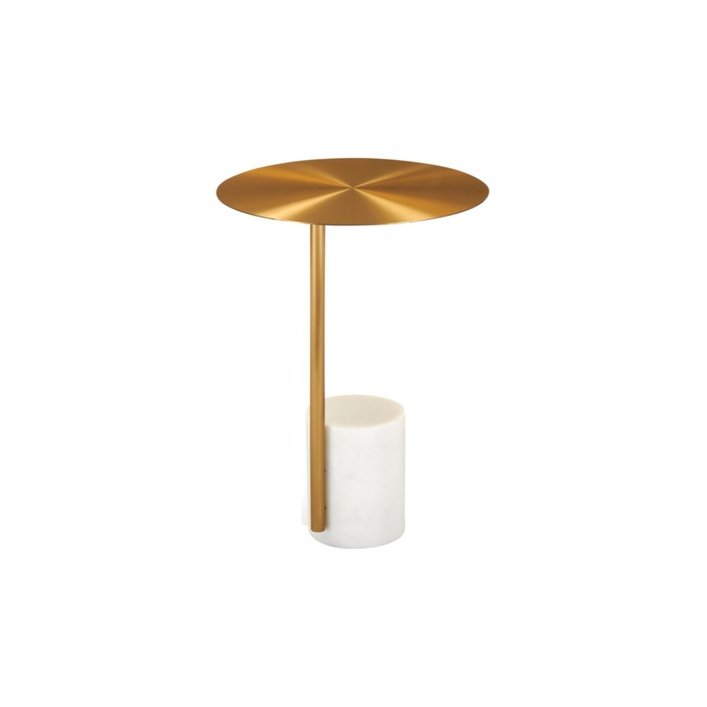 Twenty10 Violet Lamp Table in Gold & White Marble - SantoLusso